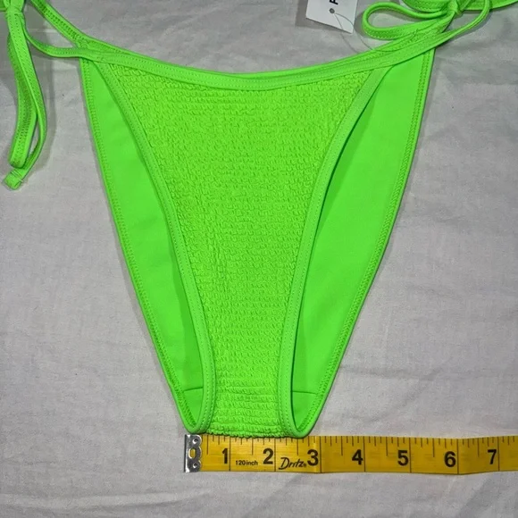 NWT LA Hearts PacSun Neon Green Ribbed Side Tie Bikini Bottom XS - Picture 6 of 6